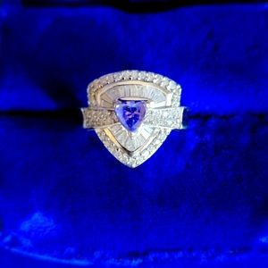 Beautiful Trillion Tanzanite & Diamond Ring